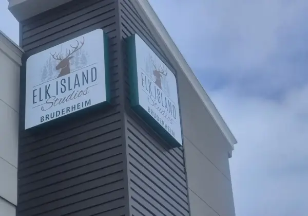 Elk Island Studios Bruderheim exterior sign close up Elk Island Studios Bruderheim exterior sign close up