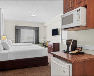 Guest room two queens with microwave